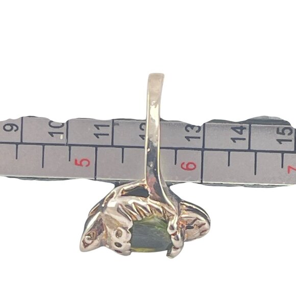 Vintage Sterling Silver Ring With Green Stone In Turtle Design Size 5.5 - Picture 3 of 9
